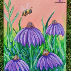 Bee with Coneflowers